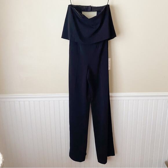Jay Godfrey | Moore Strapless Ruffle Jumpsuit Wide Leg Cut Out Black Size 2 - Picture 3 of 9